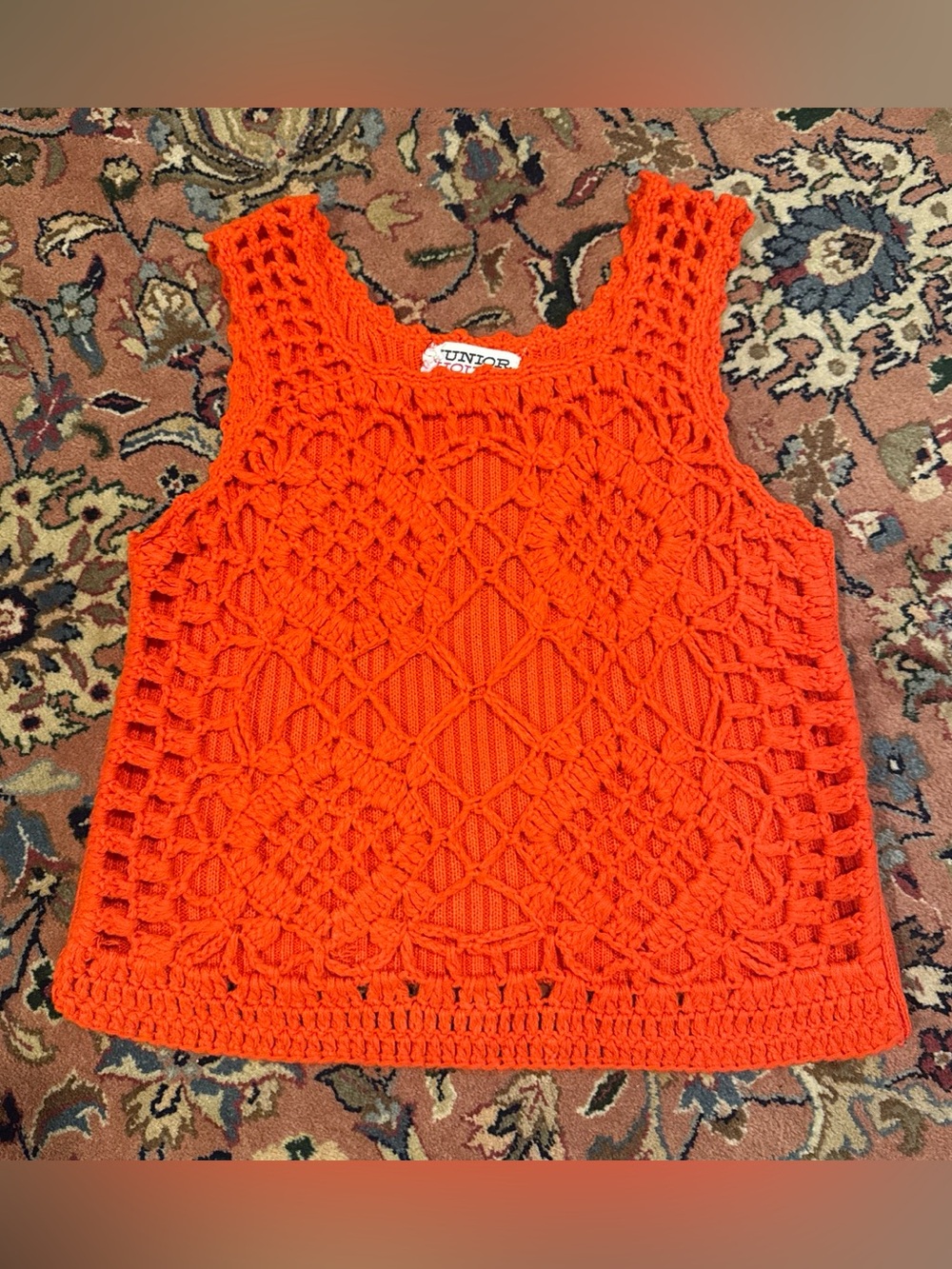 Vintage 60’s Bright Orange Crochet Tank Top